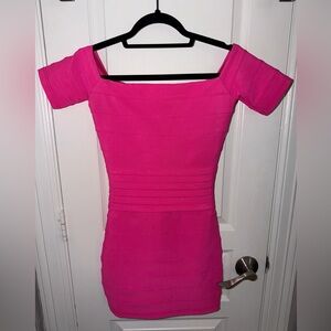 Tobi Hot Pink Off-Shoulder Mini Dress